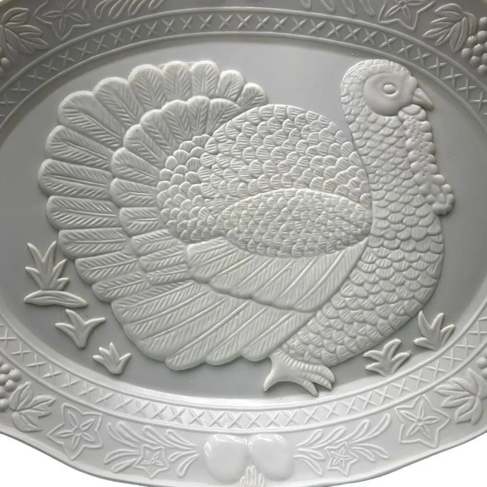 Vintage White Himark/Chesapeake Oval Turkey Serving Platter 17” x 13”